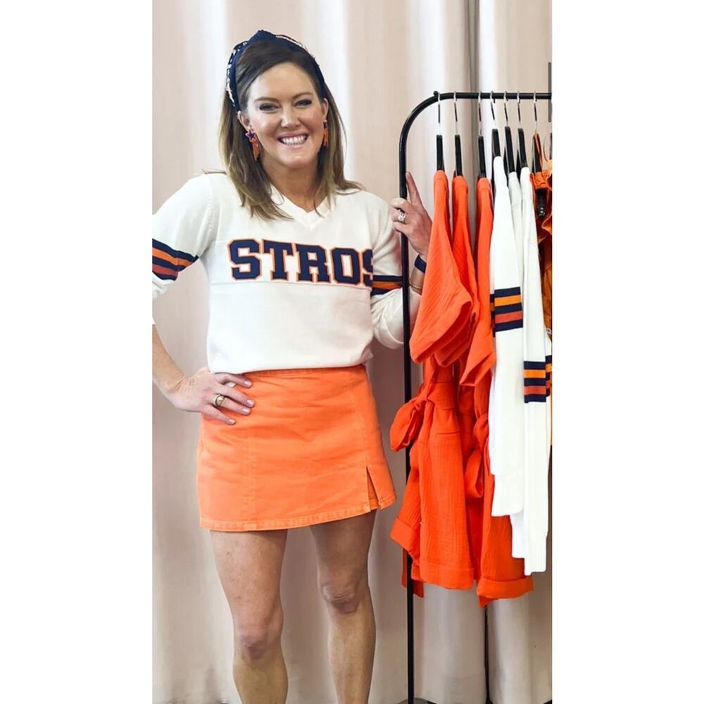 Sparkle City Houston Astros Baseball White Lightweight Sweater Preppy Womens - Picture 5 of 5